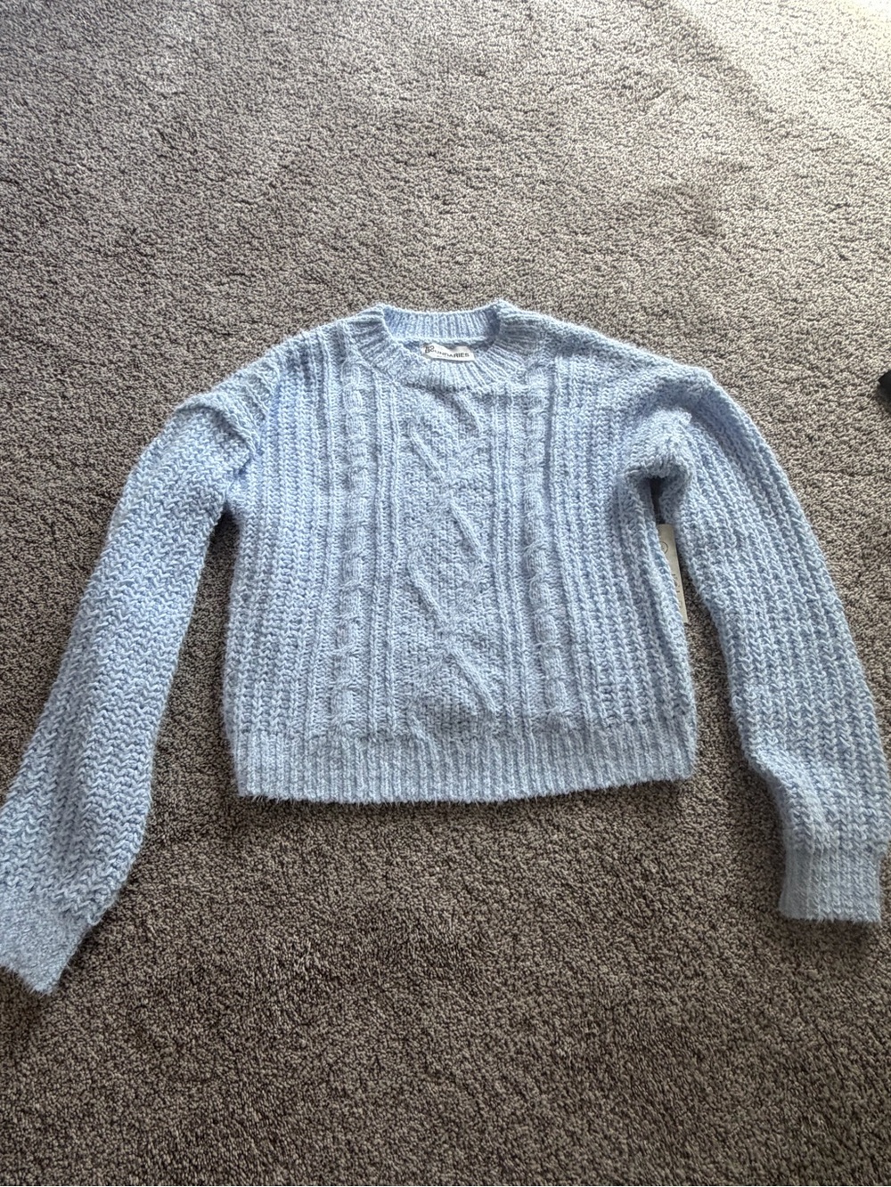 No Boundaries Light Blue Cable Knit Women's Sweater